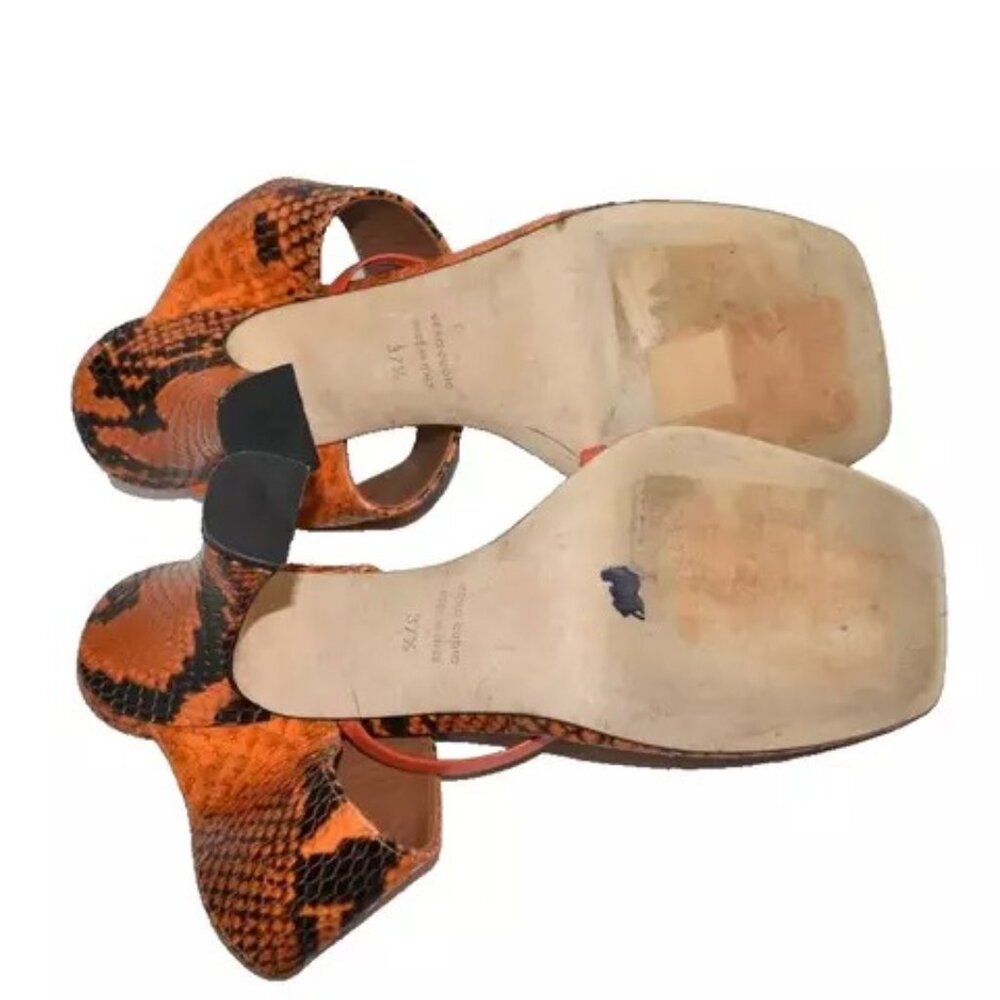 $700 Paris Texas Python Print Crossover Sandal Le… - image 7
